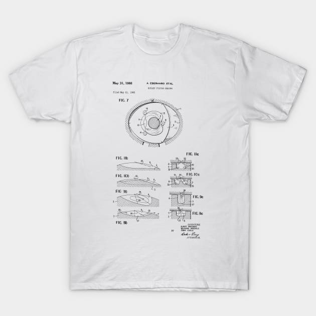 Rotary Pistol Engine Vintage Patent Hand Drawing T-Shirt by TheYoungDesigns